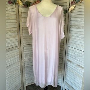 GIGI MODA Made in Italy Women’s One Size BabyPink Semi Sheer, lined Lounge Dress
